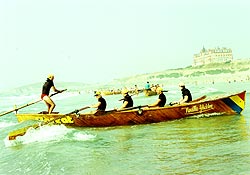 An archive photograph of a surf live saving boat