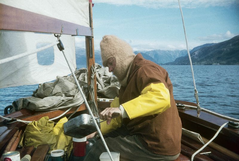 A photo of Frank Dye onboard the 'Wanderer'.