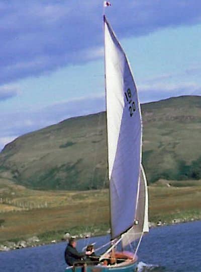 A photo of a man sailing in the 'Timballo'.