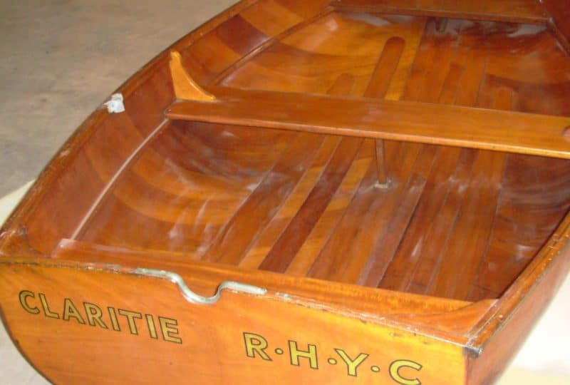 A photo of the 'Claritie' taken from the stern. 'Claritie' and 'R.H.Y.C.' are written on the back.