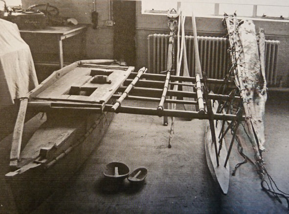 Black and white photo of the 'Thamuka' in a workshop.