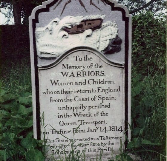 Photo of the Warrior Stone in Mylor Churchyard.