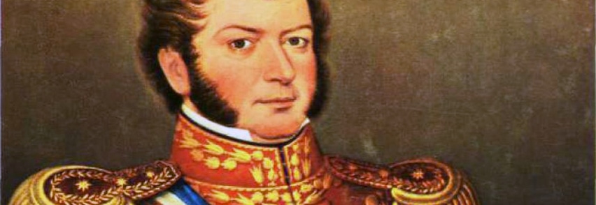 A portrait of Bernardo O'Higgins in full uniform.