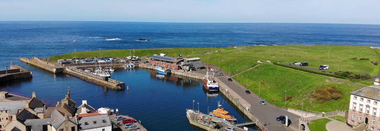 Aerial image of Eyemouth harbour.
