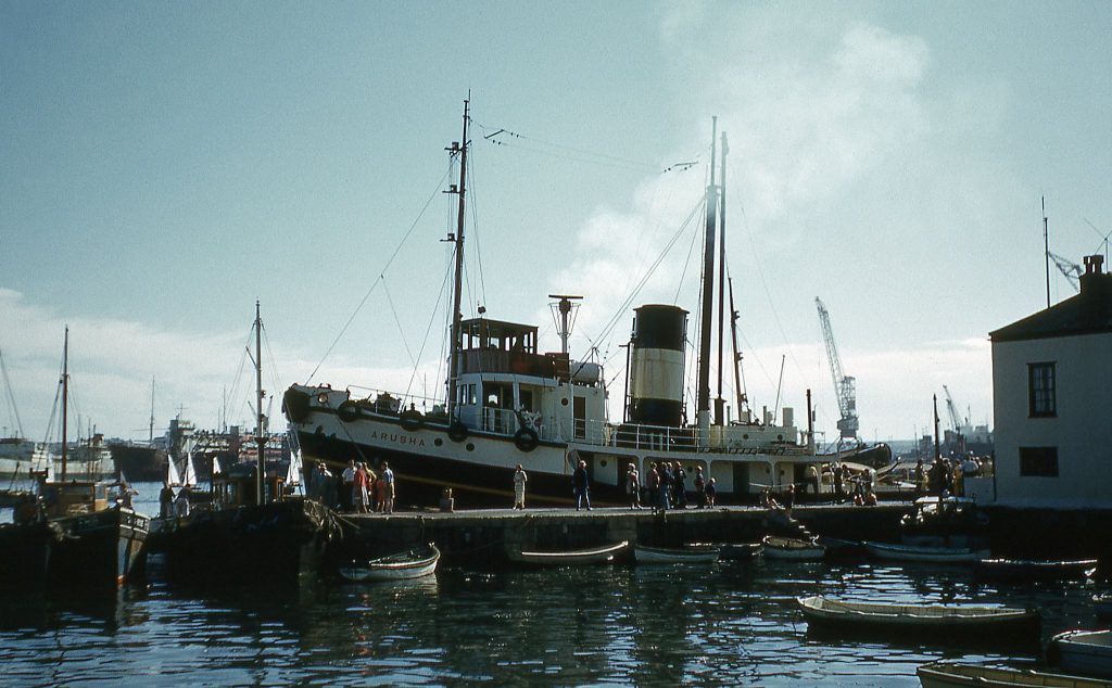 Falmouth Tug Arusha, later St Mawes alongside at Town Quay. Taken during August 1957.