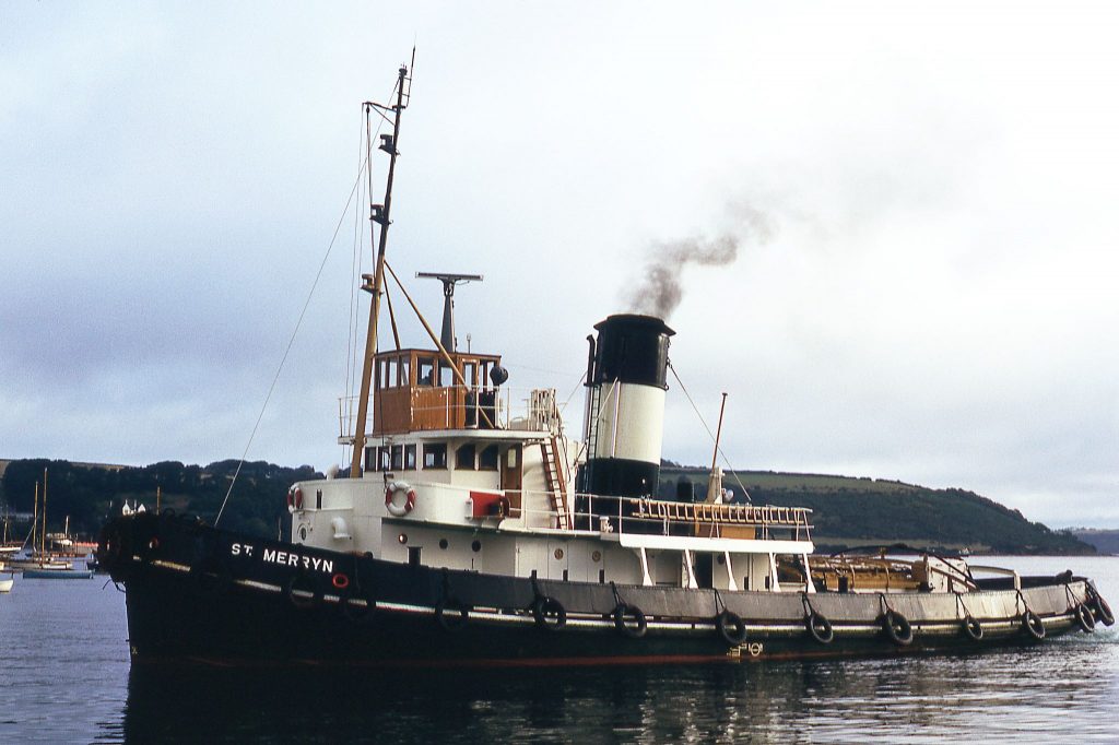 St Merryn approaching the Town Quay in Falmouth Harbour during September 1964.