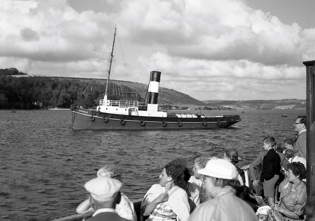 Norgrove, later St Eval, in Falmouth Harbour. Photograph taken from the St Mawes Ferry during August 1956.
