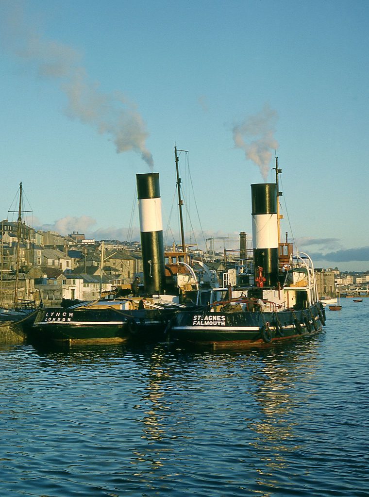 A photo of the steam tugs Lynch and St Agnes alongside at Town Quay taken during October 1961.