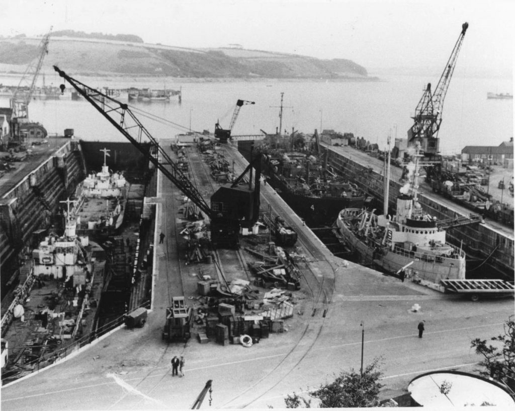 Invasion craft preparing for the D-Day landings at Falmouth Docks