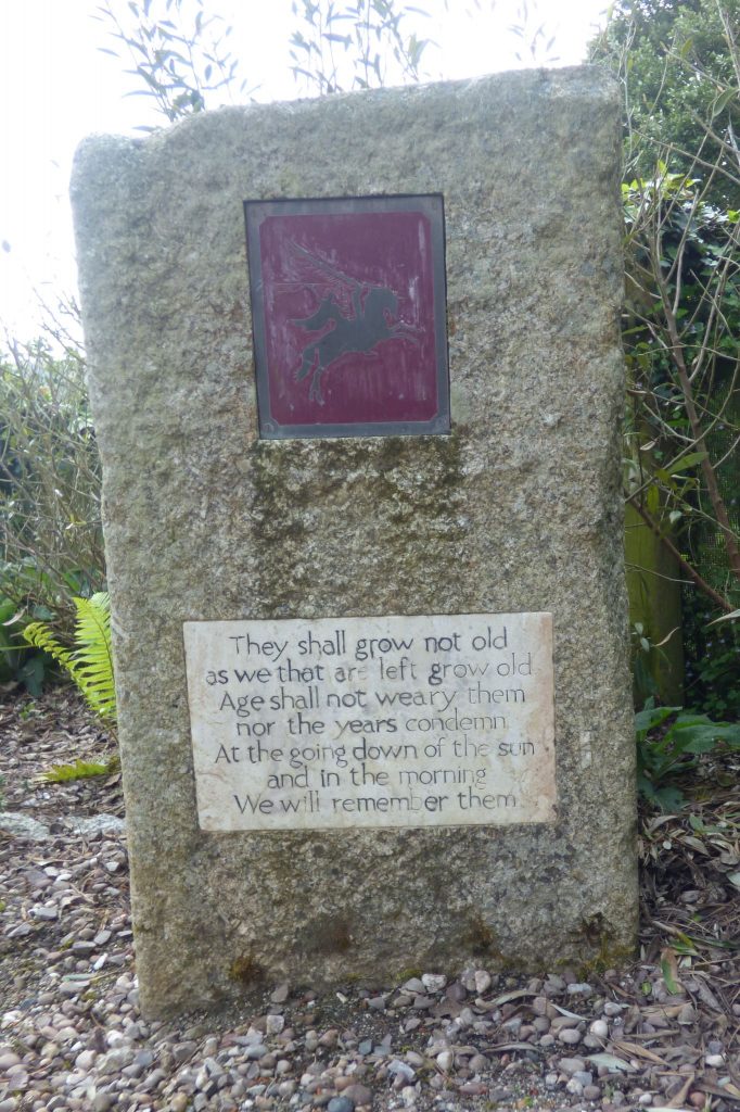 One of the two memorials at Trebah Beach.