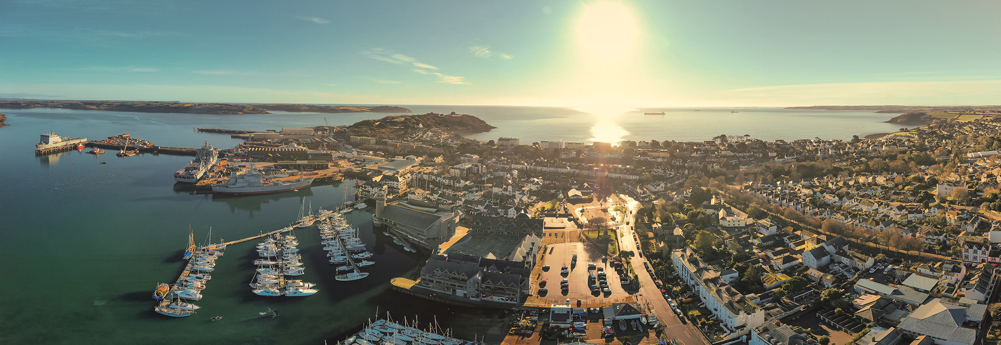 A shot of Falmouth from the air.