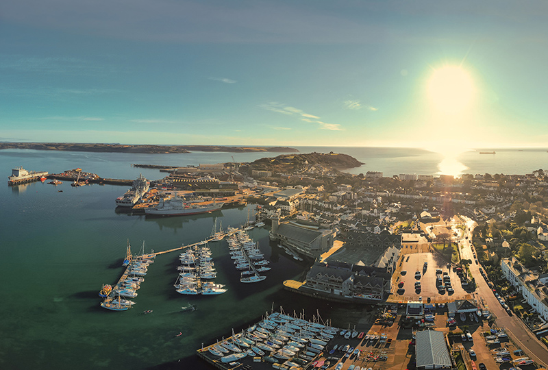 A shot of Falmouth from the air.