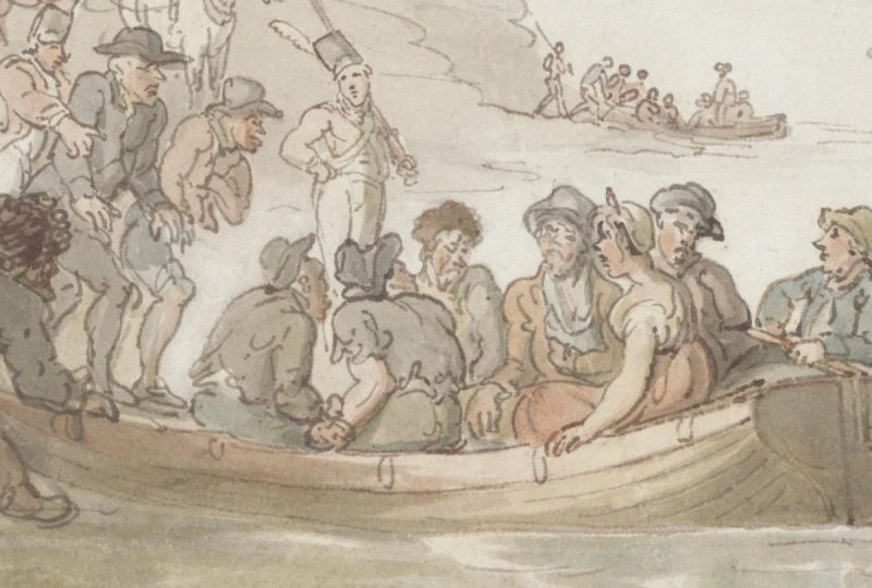 A painting of Convicts embarking for Botany Bay - T. Rowlandson. Credit: National Library of Australia.