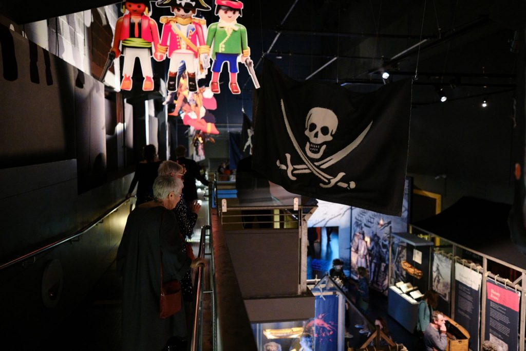 The Jolly Roger on display at National Maritime Museum Cornwall's Pirates exhibition.