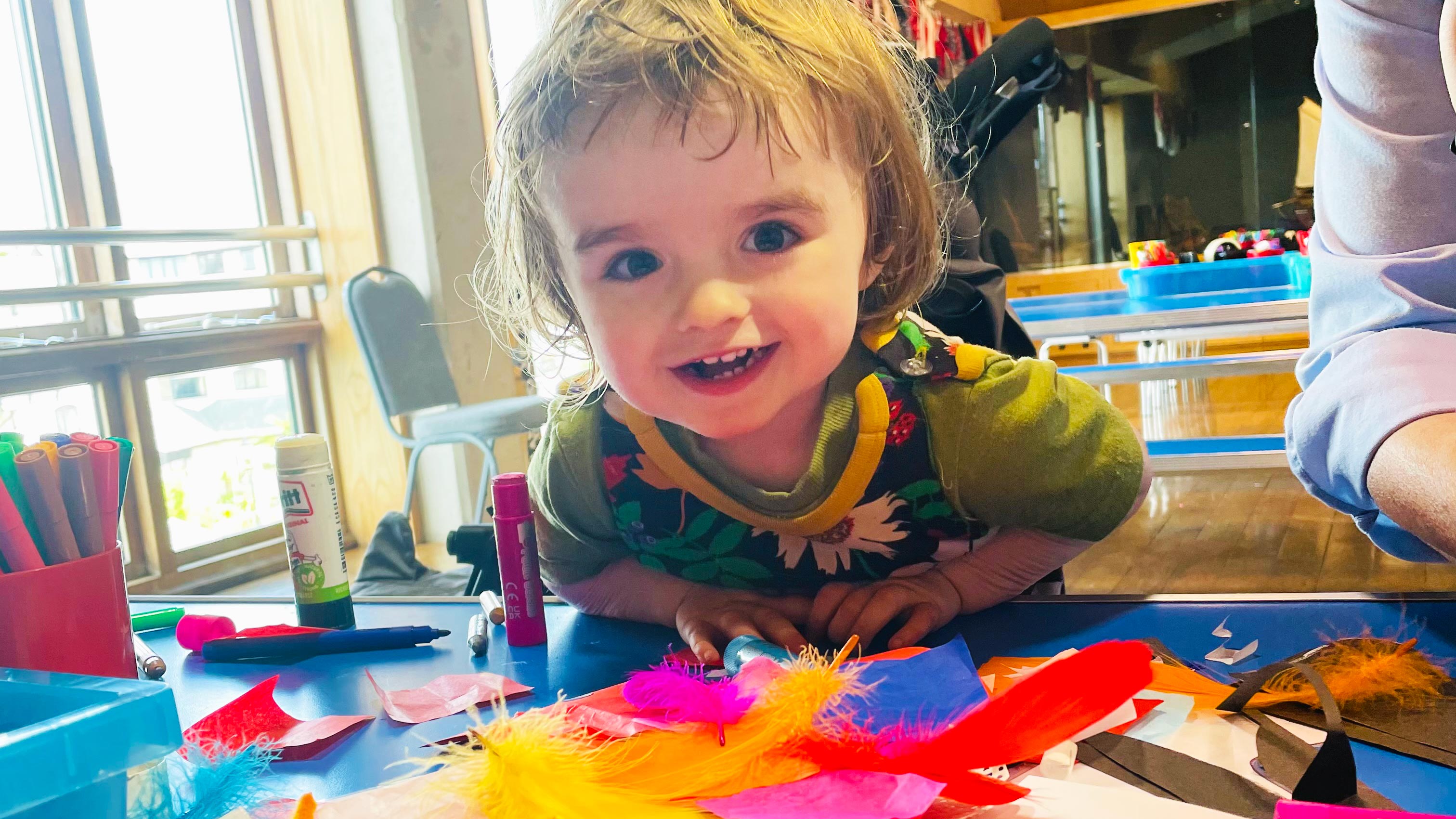 A photo of a child taking part in Make and Take.