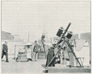 Annie Maunder at work during a solar eclipse in Algiers in 1900. Photographed by H Ellis for the British Astronomical Association.