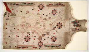 An illustrated world map adorned with numerous stars and symbols.