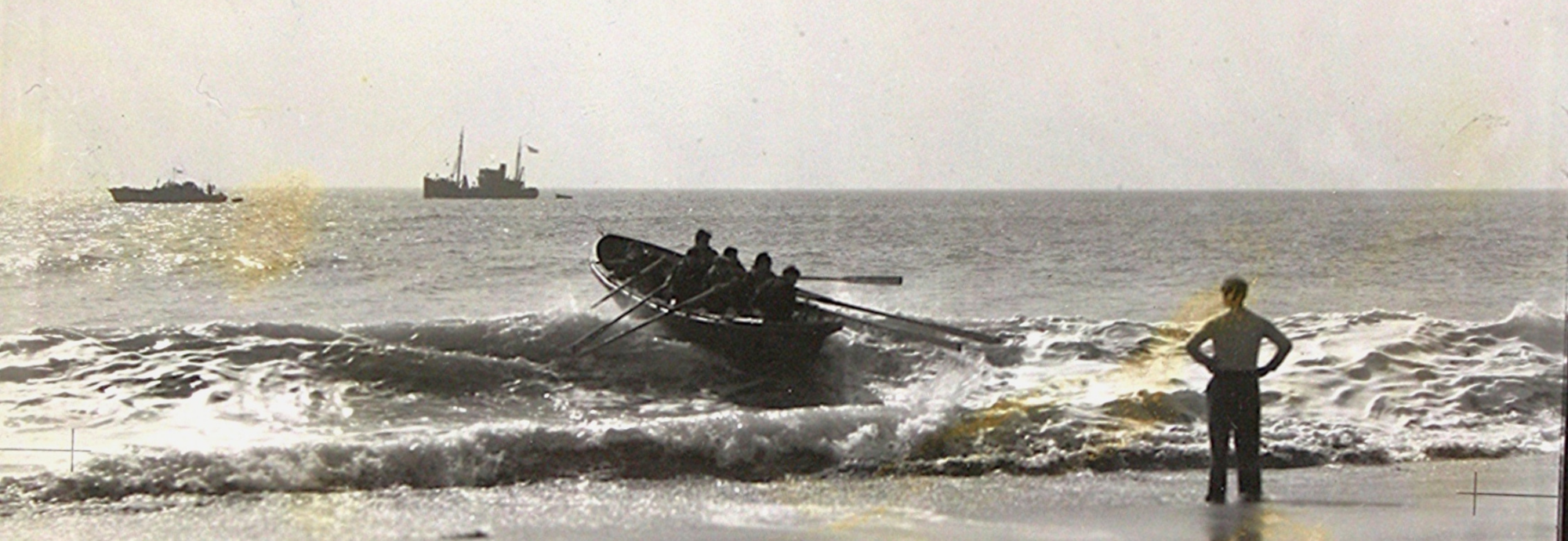 Black and white archive image showing Test launching a SOE boat.